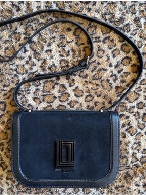 Karl Lagerfeld Paris Simone Leather Suede Crossbody Purse and Dust Bag - EUC